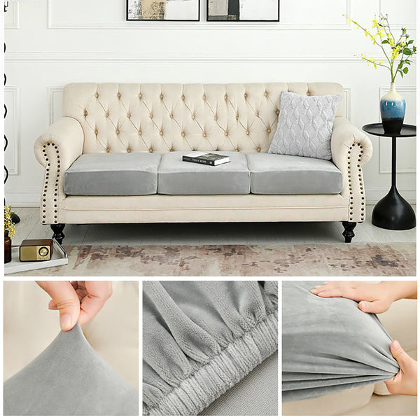 Elosung 2 Pcs Light Grey Elegant Polyester Sofa Cover Full Protection Against Cat Scratches And Wear Slipcovers