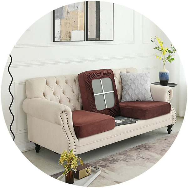 Elosung 2 Pcs Coffee Elegant Polyester Sofa Cover Full Protection Against Cat Scratches And Wear Slipcovers