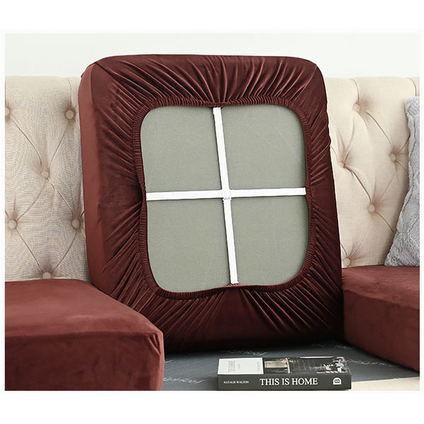 Elosung 2 Pcs Coffee Elegant Polyester Sofa Cover Full Protection Against Cat Scratches And Wear Slipcovers