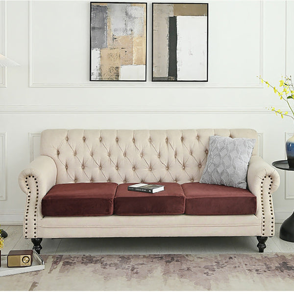 Elosung 2 Pcs Coffee Elegant Polyester Sofa Cover Full Protection Against Cat Scratches And Wear Slipcovers