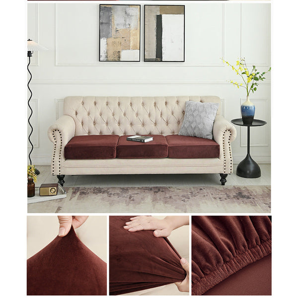 Elosung 2 Pcs Coffee Elegant Polyester Sofa Cover Full Protection Against Cat Scratches And Wear Slipcovers