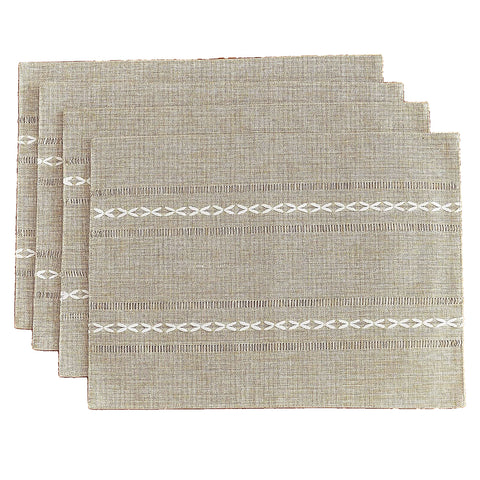 Elosung Beige Woven Heat Resistant Linen Table Mats Coasters Set Placemats