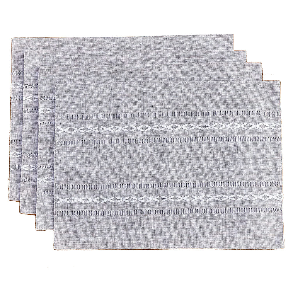 Elosung Blue Woven Heat Resistant Linen Table Mats Coasters Set Placemats