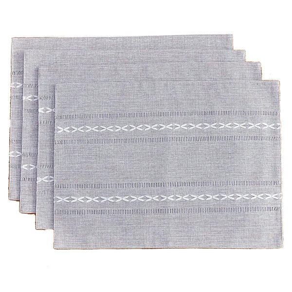 Elosung Blue Woven Heat Resistant Linen Table Mats Coasters Set Placemats