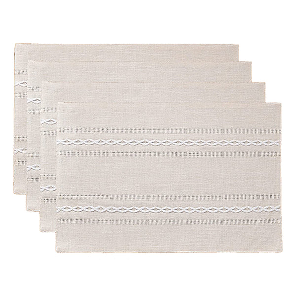 Elosung 4 Pcs White Woven Heat Resistant Kitchen Table Mats Coffee Tea Cup Coasters Linen Blend Dining Decor Placemats