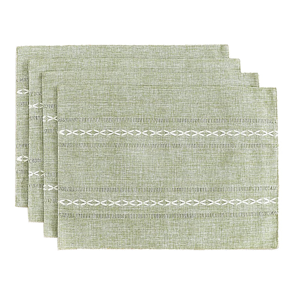 Elosung Green Woven Heat Resistant Kitchen Table Mats Coffee Tea Cup Coasters Linen Blend Dining Decor Placemats