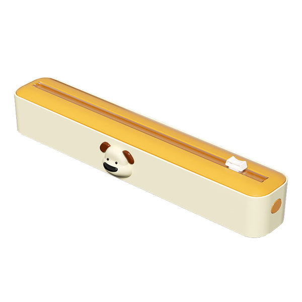 Elosung Bidirectional Cling Film Cutter Dispenser Reusable For Foil Parchment 36Cm Beige And Yellow Other Kitchen Gadgets