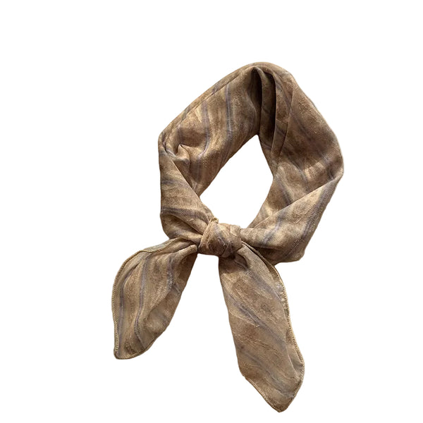 Style 3 Khaki Versatile Patterned Square Scarf | 65X65cm Lightweight Polyester Neckerchief Headband Vintage Polka Dot & Floral Scarves & Wraps