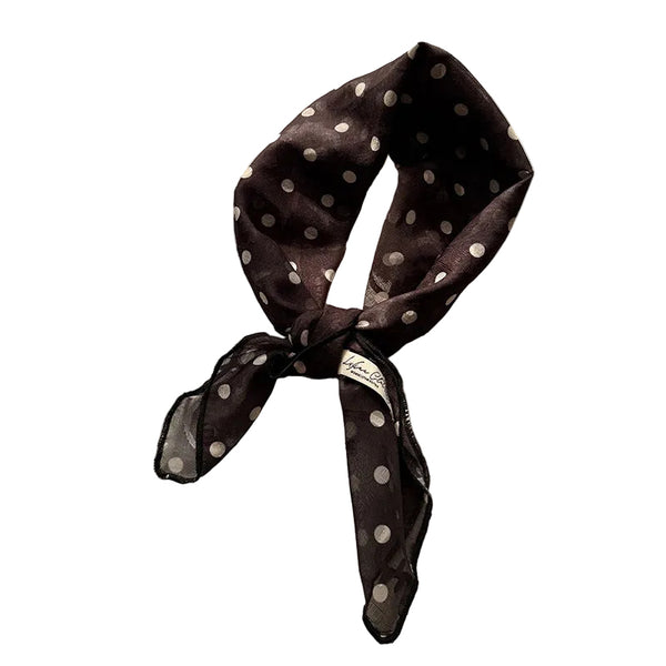 Style 4 Black Versatile Patterned Square Scarf | 65X65cm Lightweight Polyester Neckerchief Headband Vintage Polka Dot & Floral Scarves & Wraps
