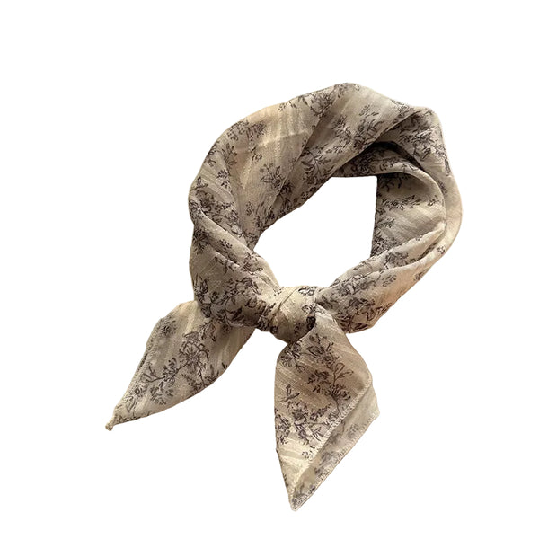 Black And White Versatile Patterned Square Scarf | 65X65cm Lightweight Polyester Neckerchief Headband Vintage Polka Dot & Floral Grey Scarves & Wraps