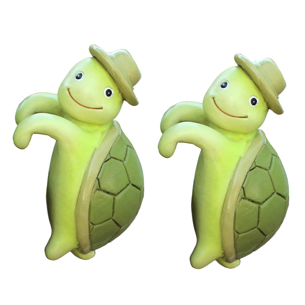 2 Pcs Green Cute Resin Turtle Pot Hanger Garden Planter Pal Figurine Decoration Ornaments & Statues