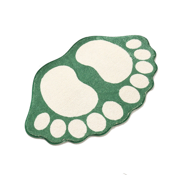 2 Pcs Green And White Foot Shaped Plush Bath Mat Non Slip Absorbent Bathroom Rug For Bedroom Doorway (50X80cm) Bath Mats Rugs & Toilet Covers