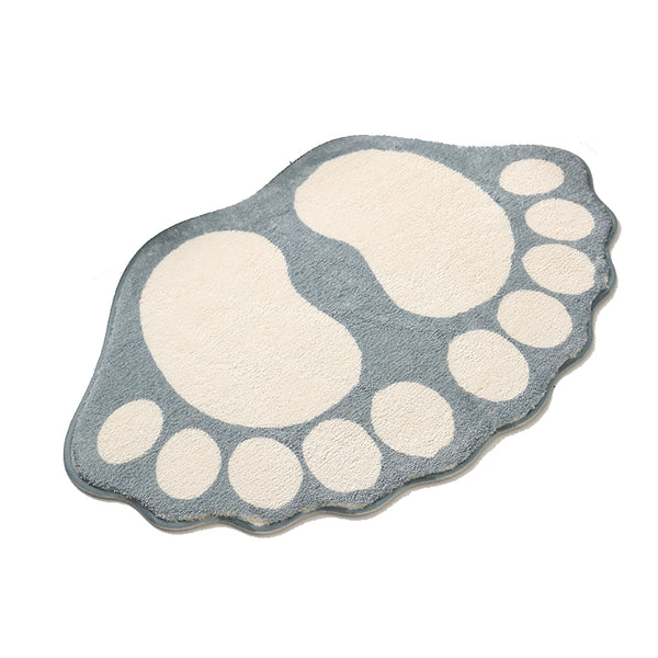 2 Pcs Green And White Foot Shaped Plush Bath Mat Non Slip Absorbent Bathroom Rug For Bedroom Doorway (50X80cm) Bath Mats Rugs & Toilet Covers
