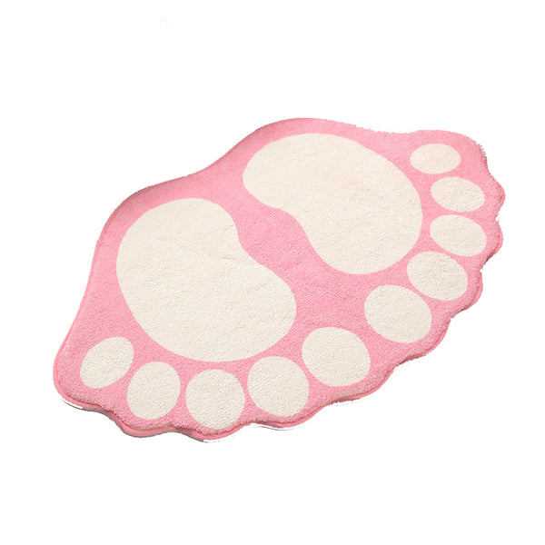 2 Pcs Green And White Foot Shaped Plush Bath Mat Non Slip Absorbent Bathroom Rug For Bedroom Doorway (50X80cm) Bath Mats Rugs & Toilet Covers