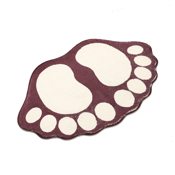 2 Pcs Green And White Foot Shaped Plush Bath Mat Non Slip Absorbent Bathroom Rug For Bedroom Doorway (50X80cm) Bath Mats Rugs & Toilet Covers