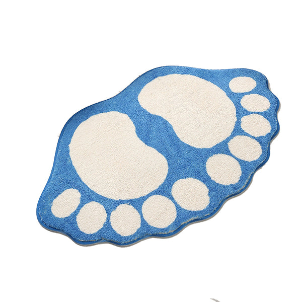 2 Pcs Green And White Foot Shaped Plush Bath Mat Non Slip Absorbent Bathroom Rug For Bedroom Doorway (50X80cm) Bath Mats Rugs & Toilet Covers