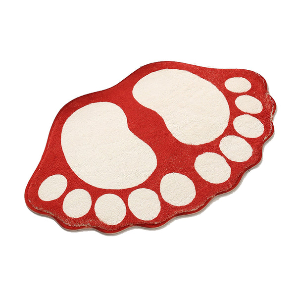 2 Pcs Green And White Foot Shaped Plush Bath Mat Non Slip Absorbent Bathroom Rug For Bedroom Doorway (50X80cm) Bath Mats Rugs & Toilet Covers