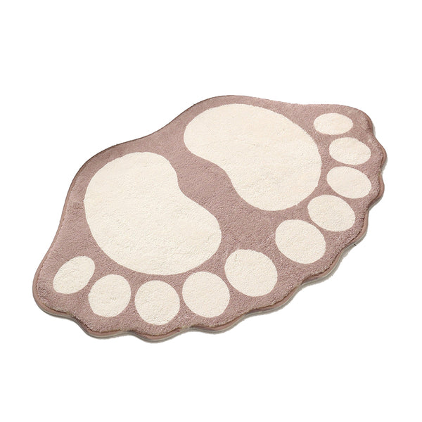 2 Pcs Green And White Foot Shaped Plush Bath Mat Non Slip Absorbent Bathroom Rug For Bedroom Doorway (50X80cm) Bath Mats Rugs & Toilet Covers