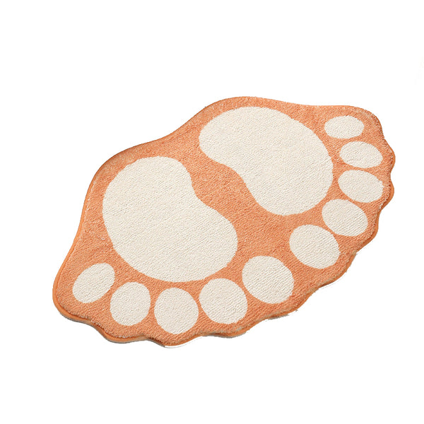 2 Pcs Green And White Foot Shaped Plush Bath Mat Non Slip Absorbent Bathroom Rug For Bedroom Doorway (50X80cm) Bath Mats Rugs & Toilet Covers