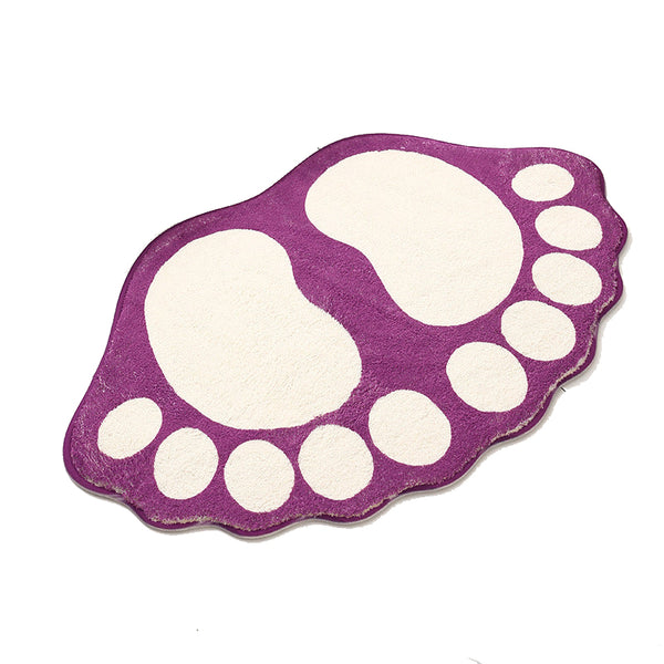 2 Pcs Green And White Foot Shaped Plush Bath Mat Non Slip Absorbent Bathroom Rug For Bedroom Doorway (50X80cm) Bath Mats Rugs & Toilet Covers