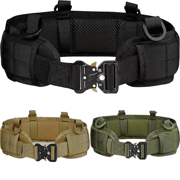 Black Tactical Battle Belt Set Padded Molle Outer & Nylon Inner Police & Security Belts