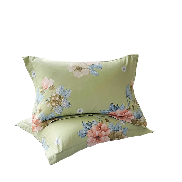 Seiya's Flower Green 100% Cotton Pillowcase Set (Pack Of 2) Breathable Size 48X74cm Pure Covers Pillow Cases