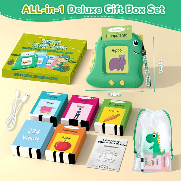 Blue Cat [Plain English] [112 Cards 224 Contents] Bilingual Early Learning Flash Reader Interactive Audio Toy For Toddlers Educational Toys