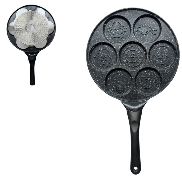 Black Cartoon Versatile Non Stick Frying Pan (27Cm) Induction Ready Skillet For Everyday Cooking Frying & Grill Pans