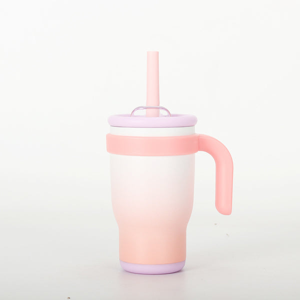Beige Red 14Oz Insulated Tumbler With Handle & Straw 304 Stainless Steel Car Cup (Contrast Color) Vacuum Flasks & Mugs