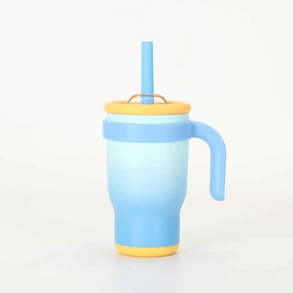 Beige Red 14Oz Insulated Tumbler With Handle & Straw 304 Stainless Steel Car Cup (Contrast Color) Vacuum Flasks & Mugs