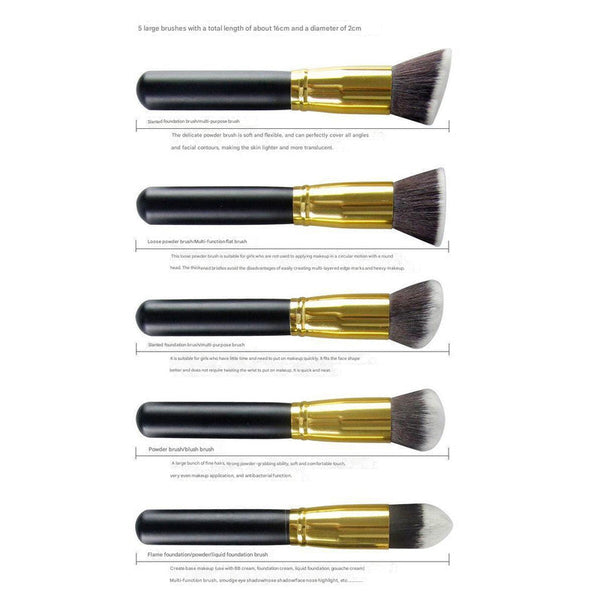 Elosung 10 Piece Black Silver Makeup Brush Set Large And Small For Professional Beauty Application Brushes