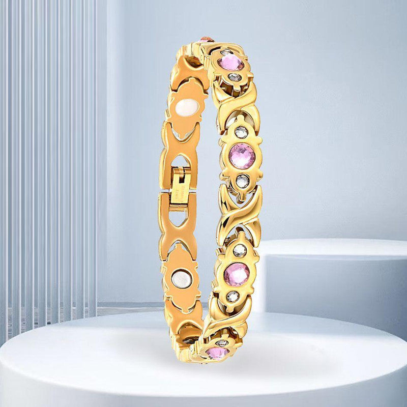 Magnetic Therapy Bracelet Anti Allergy Jewelry With Gemstone Design And Health Benefits (Gold) Bracelets