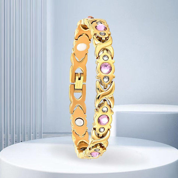 Magnetic Therapy Bracelet Anti Allergy Jewelry With Gemstone Design And Health Benefits (Gold) Bracelets