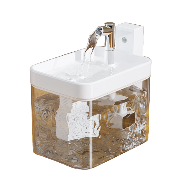 White Wireless Sensor Pet Water Fountain 1.5L Automatic Filtered Dispenser Dog Automatic Feeders
