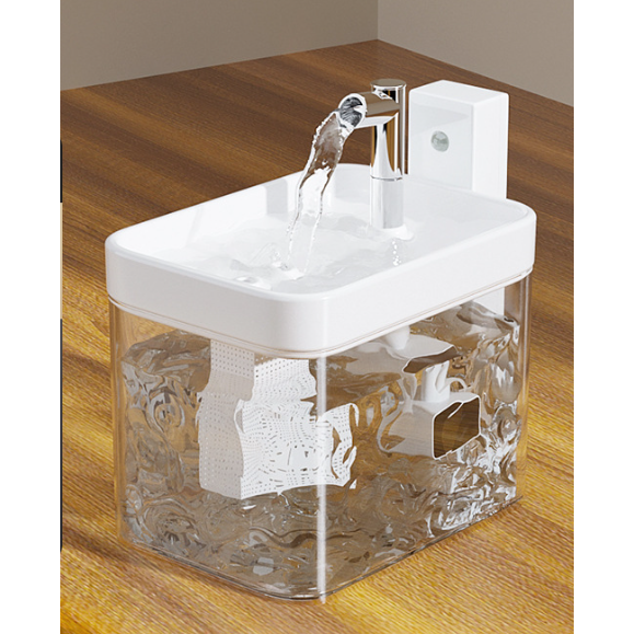 White Wireless Sensor Pet Water Fountain 1.5L Automatic Filtered Dispenser Dog Automatic Feeders