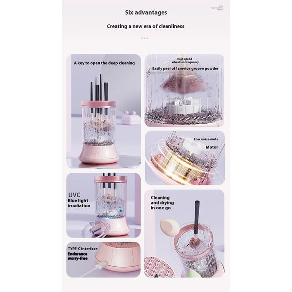 Pink Electric Makeup Brush Cleaner & Dryer Machine Automatic Spinner Tool (Plug In Model) Brush Cleaners