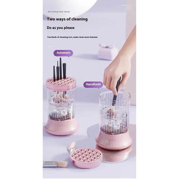 Pink Electric Makeup Brush Cleaner & Dryer Machine Automatic Spinner Tool (Plug In Model) Brush Cleaners