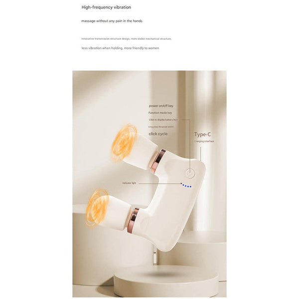 White Portable Dual Head Mini Massager 5 Modes, Quiet Operation, Usb C Rechargeable Massagers