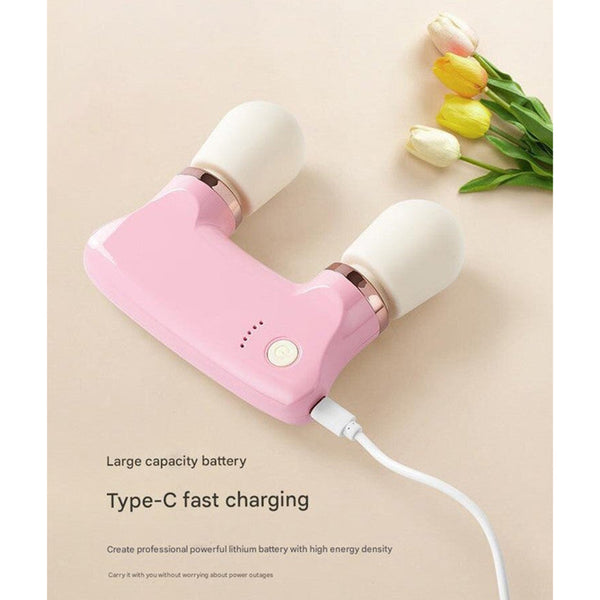 White Portable Dual Head Mini Massager 5 Modes, Quiet Operation, Usb C Rechargeable Massagers