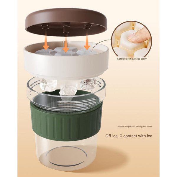 2 In 1 Ice Cube Maker Tumbler Portable Cup With Integrated Silicone Tray & Lid (1 + Tray) Ice Cubes Trays & Moulds