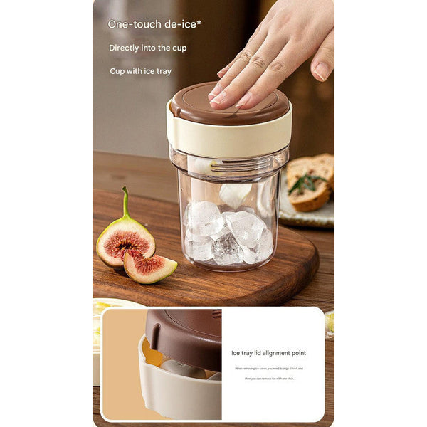 2 In 1 Ice Cube Maker Tumbler Portable Cup With Integrated Silicone Tray & Lid (1 + Tray) Ice Cubes Trays & Moulds