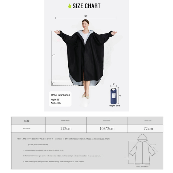 Light Pink Stylish Waterproof Raincoat Poncho Long Packable For Outdoor Travel & Hiking Raincoats