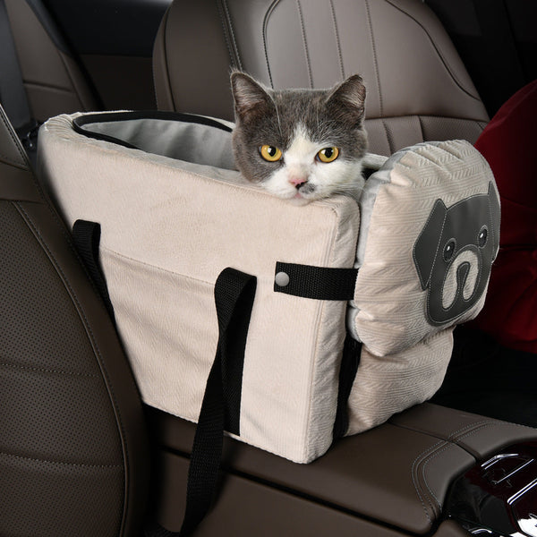 Elosung Beige Pet Car Booster Seat For Small Dogs And Cats Safe Travel Carrier Bed Pet Transport