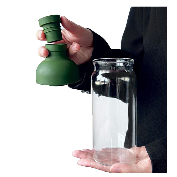 Style Cold Brew Bottle 450Ml Glass Leak Resistant Silicone Top Green Lid Vacuum Flasks & Mugs
