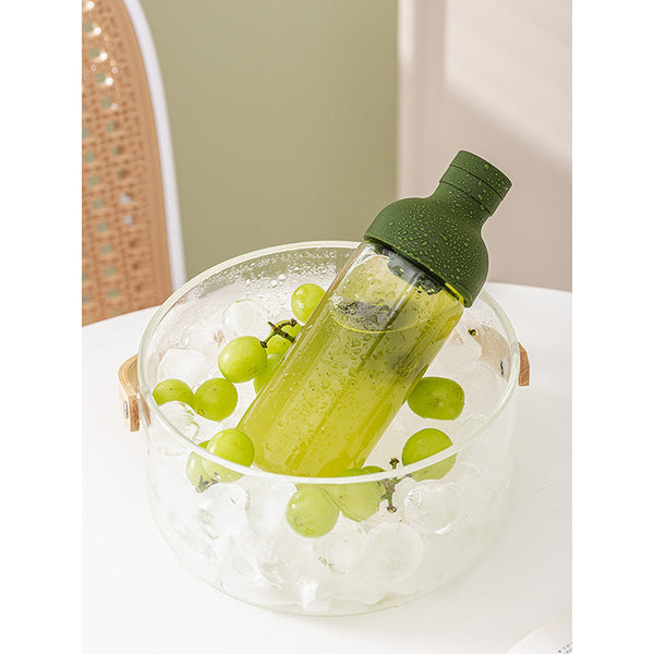 Style Cold Brew Bottle 450Ml Glass Leak Resistant Silicone Top Green Lid Vacuum Flasks & Mugs