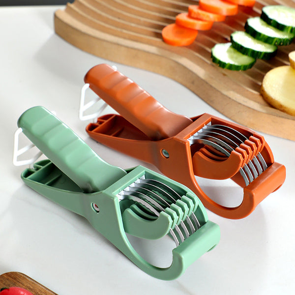 2 Pcs Green 5 Blade Fruit & Vegetable Slicer For Crinkle Cuts Kitchen Gadget Peelers & Slicers