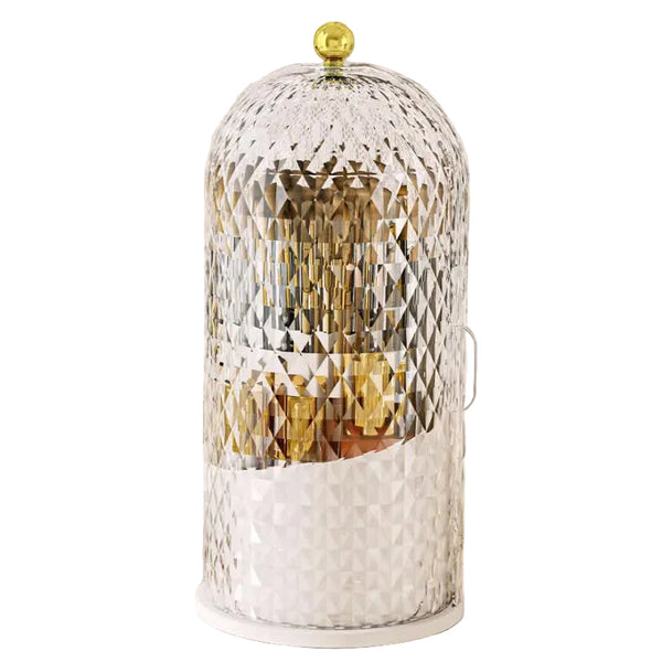 White Elegant 360 Rotating Makeup Brush Holder & Cosmetic Organiser With Dustproof Dome Lid (Makeup Is A Prop For Shooting And Not Included) Brushes