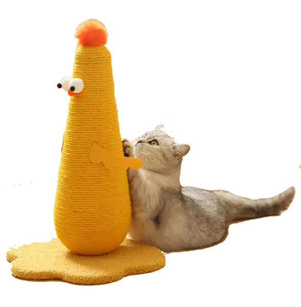 Yellow Adorable Chick Cat Scratching Post Durable Sisal Rope Scratcher Toy For Cats & Kittens Furniture & Scratchers