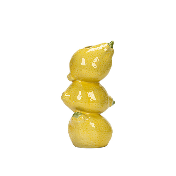 Yellow Zesty Stacked Lemon Ceramic Vase Cheerful Nordic Tabletop Decor Vases