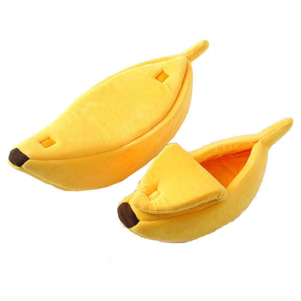 Cozy Banana Peel Pet Bed Plush & Warm Cave House For Cats Small Dogs Pet Beds